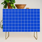 Grid Pattern Cobalt Blue White Windowpane Graph Check Stripe Lines Minimalist Stripes Line Drawing Credenza Gallery Image 1