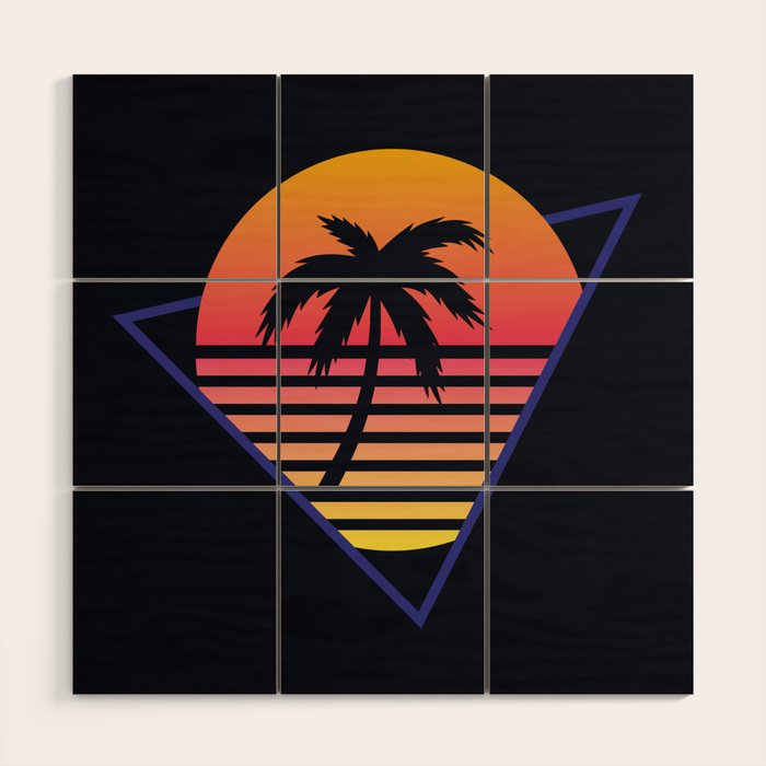 Retrowave sunset 3 / 80s - 90s Retro Wood Wall Art Gallery Image 1