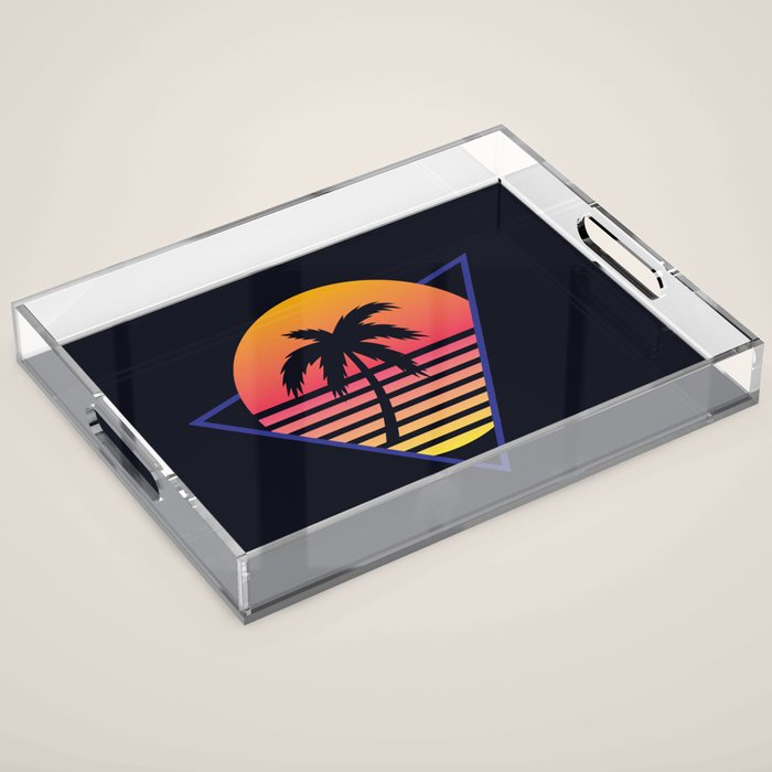 Retrowave sunset 3 / 80s - 90s Retro Acrylic Tray Gallery Image 1