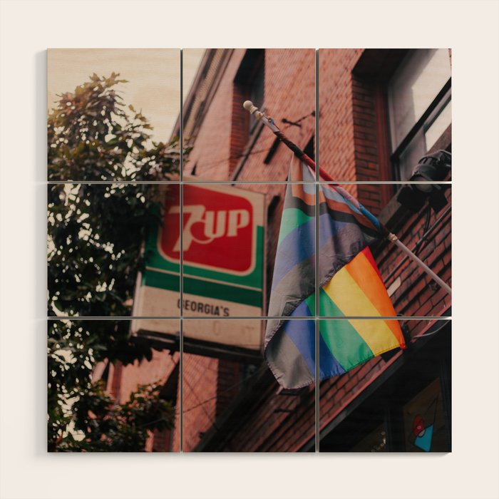 Pride Flag City Photo Wood Wall Art Gallery Image 1