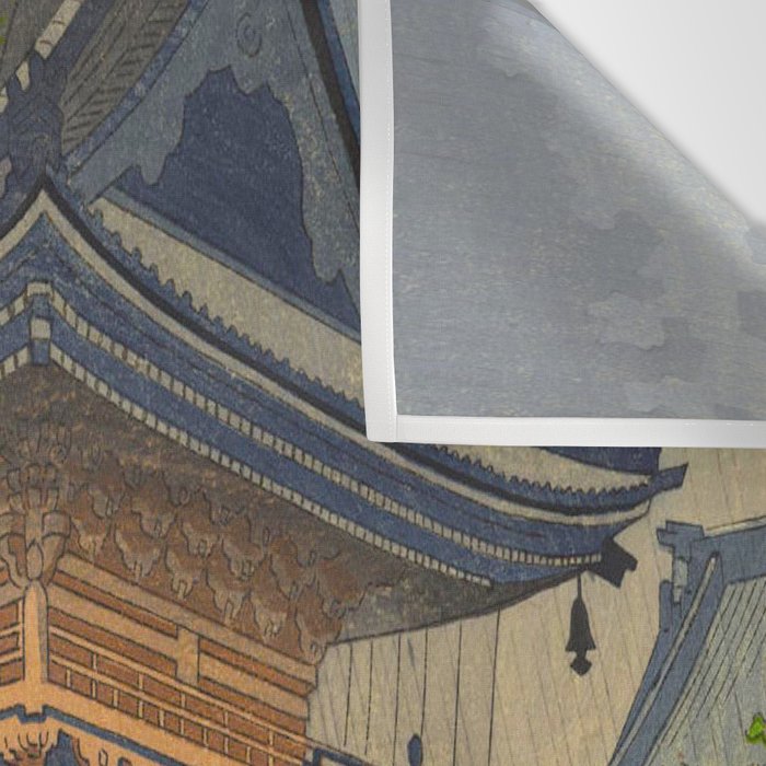 Rain in Higashi-Honganji Temple, Kyoto Asano Takeji Japanese Woodblock Print Wall Tapestry Gallery Image 3