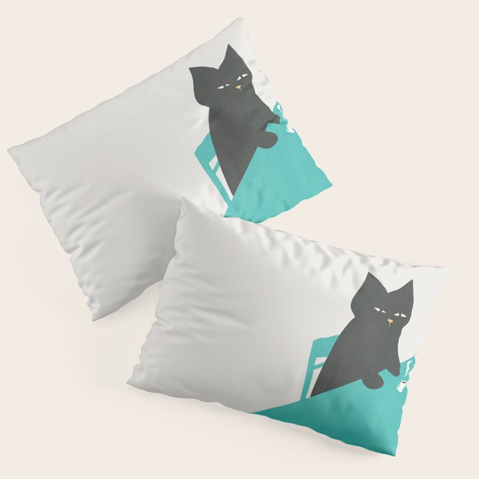 Cat drinking coffee Pillow Sham Gallery Image 1