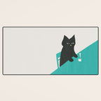 Cat drinking coffee Desk Mat Gallery Image 3
