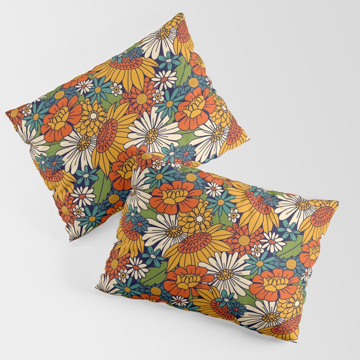 70s Retro Floral - Bold Pillow Sham Gallery Image 3