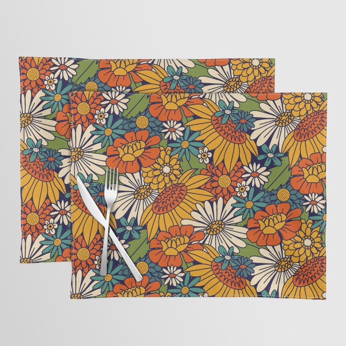 70s Retro Floral - Bold Placemat Gallery Image 1