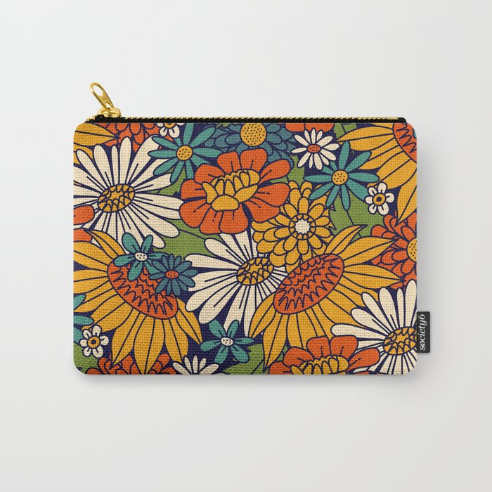 70s Retro Floral - Bold Carry All Pouch Gallery Image 1