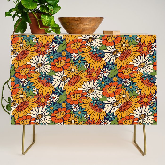 70s Retro Floral - Bold Credenza Gallery Image 1