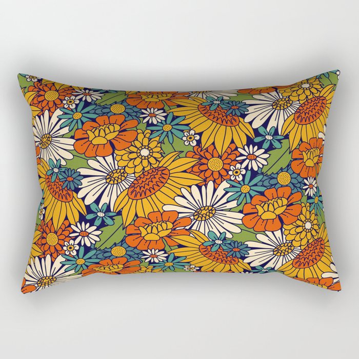 70s Retro Floral - Bold Rectangular Pillow Gallery Image 2