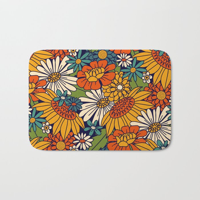 70s Retro Floral - Bold Bath Mat Gallery Image 1
