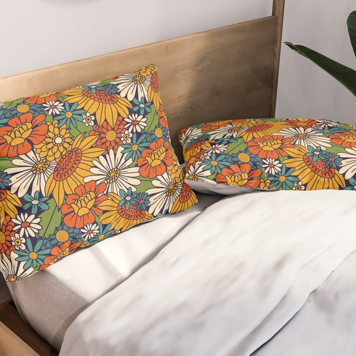 70s Retro Floral - Bold Pillow Sham Gallery Image 2