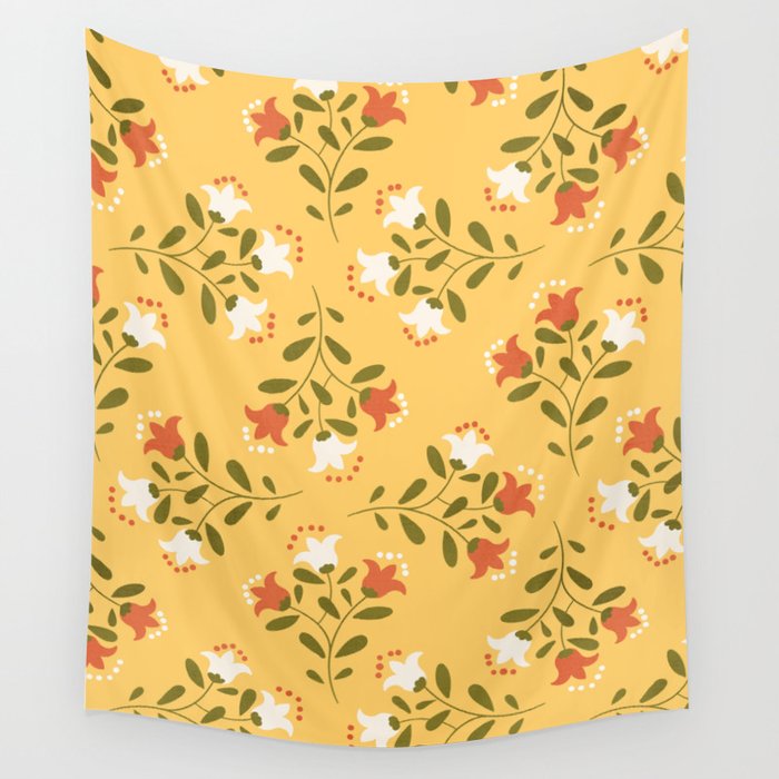 Spring Sunny Floral Pattern Wall Tapestry Gallery Image 4