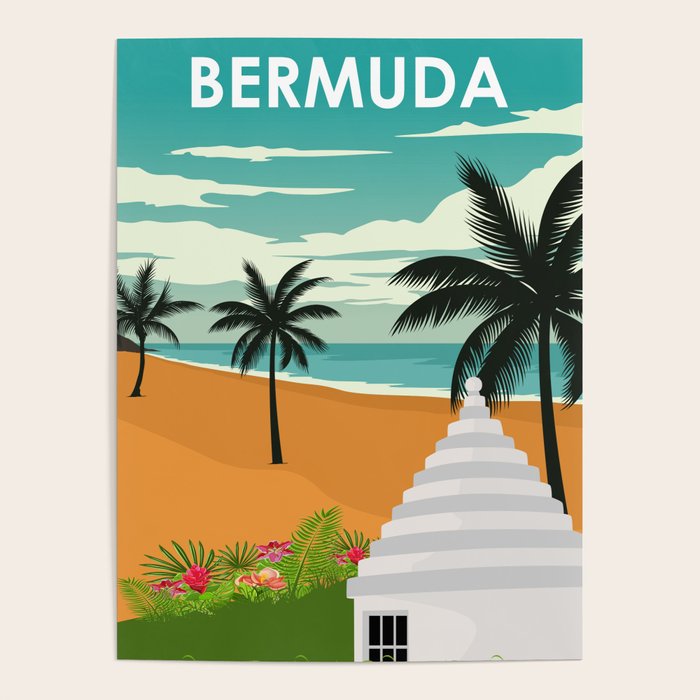Bermuda Vintage Minimal Retro Travel Poster Poster Gallery Image 4