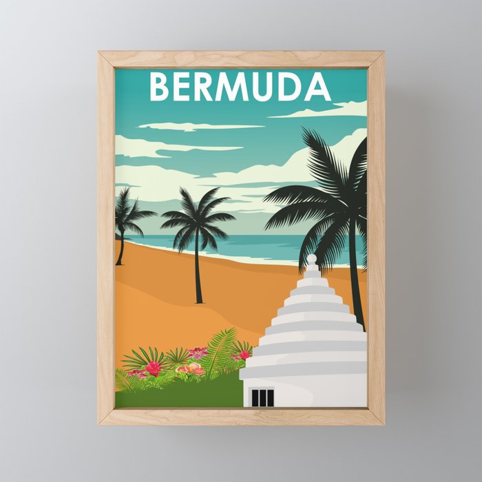 Bermuda Vintage Minimal Retro Travel Poster Mini Art Print Gallery Image 1