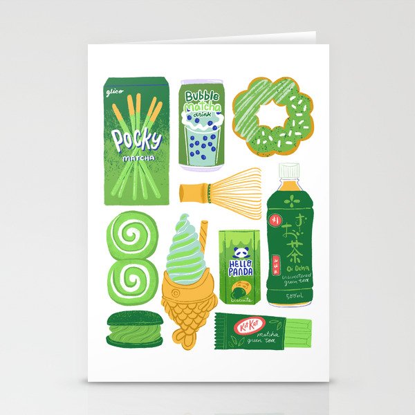 Matcha Green Tea Snacks Stationery Card Gallery Image 1