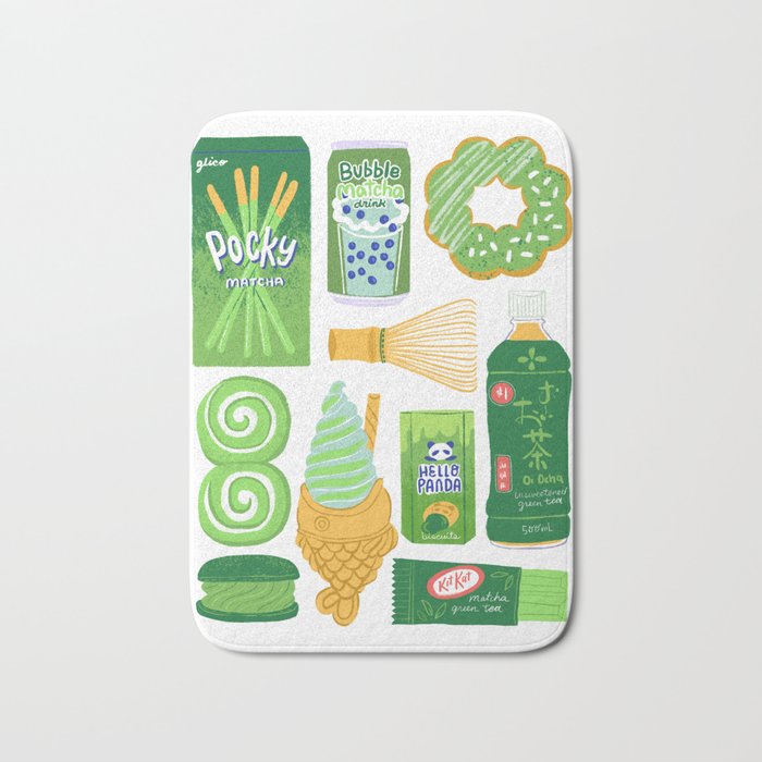 Matcha Green Tea Snacks Bath Mat Gallery Image 1