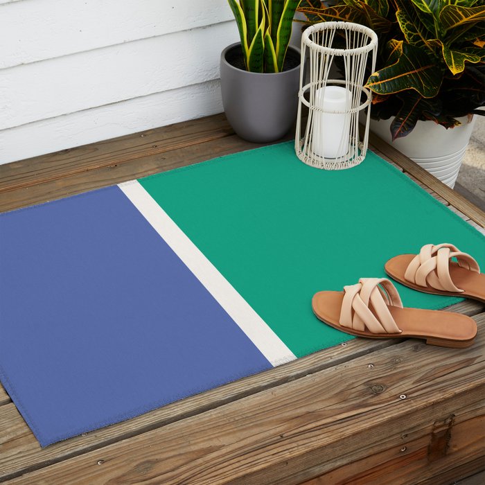 Color Block VI Green Blue Outdoor Rug Gallery Image 2