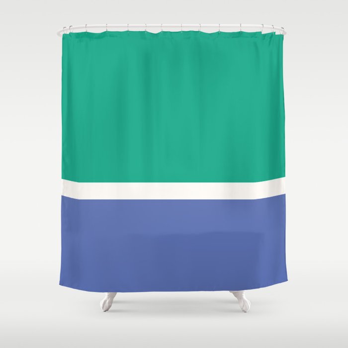 Color Block VI Green Blue Shower Curtain Gallery Image 1