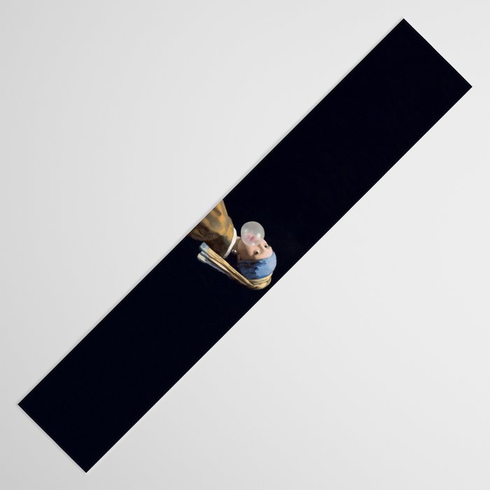 Girl with pearl earring blowing bubble gum Table Runner Gallery Image 3