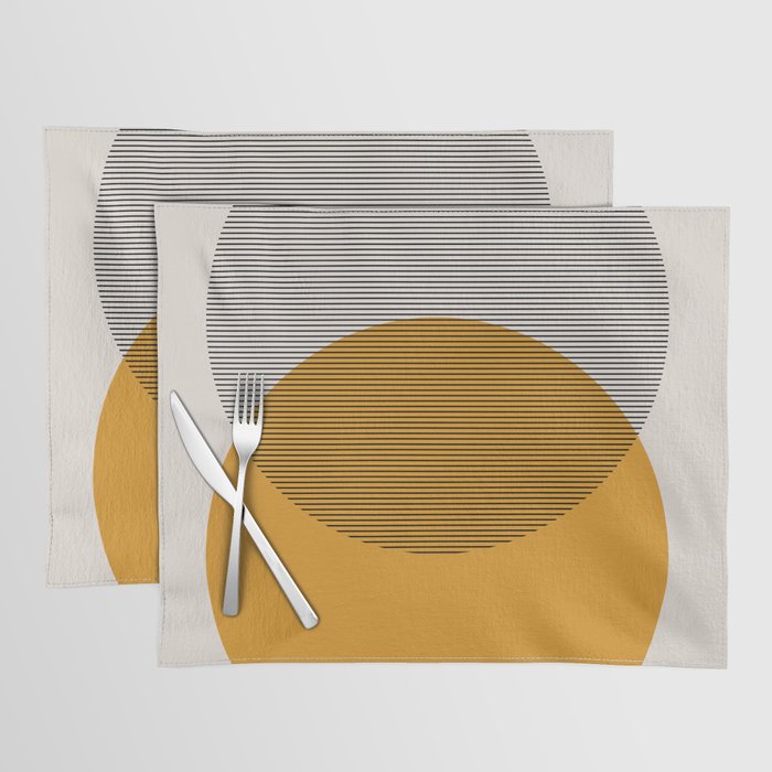 Mid Century Modern Shapes and Lines in Yellow Placemat Gallery Image 1