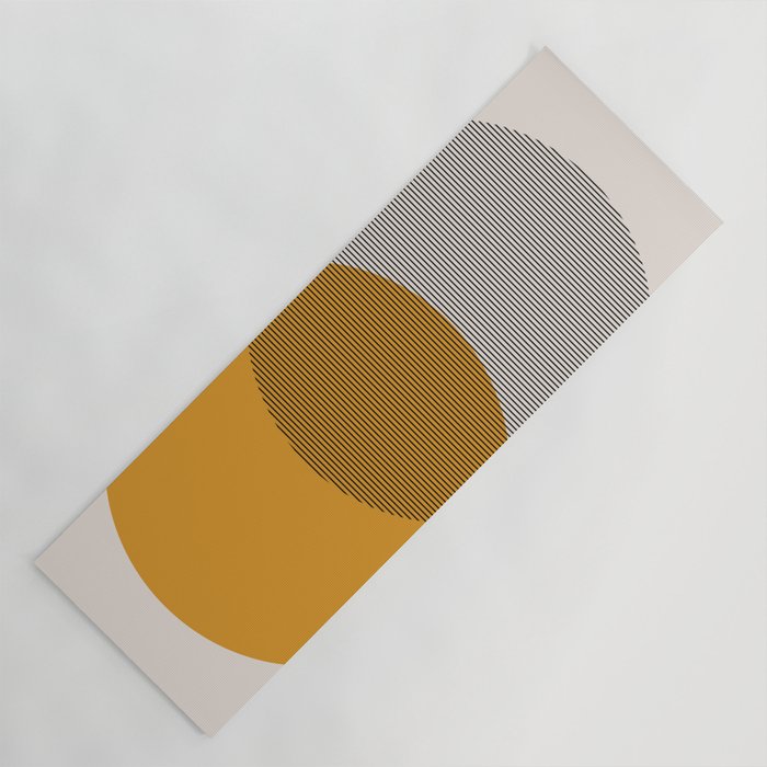 Mid Century Modern Shapes and Lines in Yellow Yoga Mat Gallery Image 1