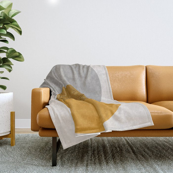 Mid Century Modern Shapes and Lines in Yellow Throw Blanket Gallery Image 1