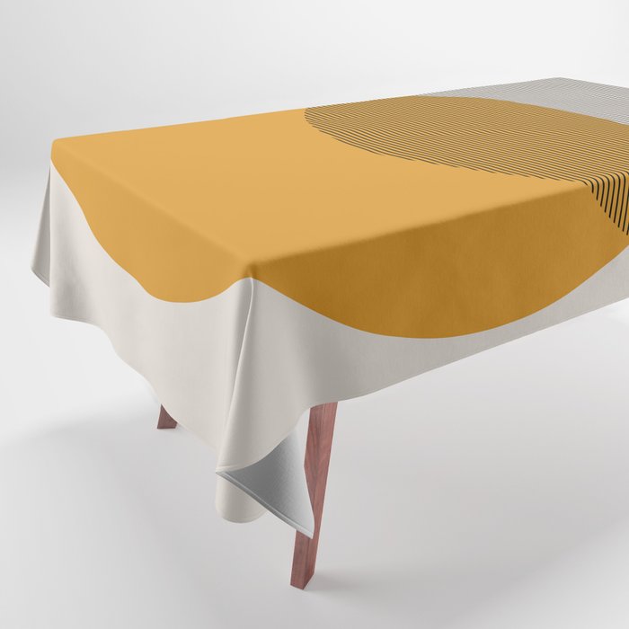 Mid Century Modern Shapes and Lines in Yellow Tablecloth Gallery Image 1