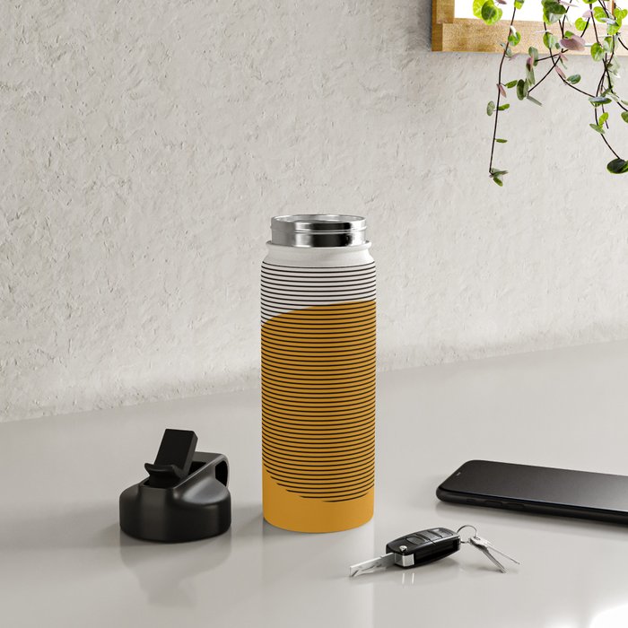 Mid Century Modern Shapes and Lines in Yellow Water Bottle Gallery Image 4