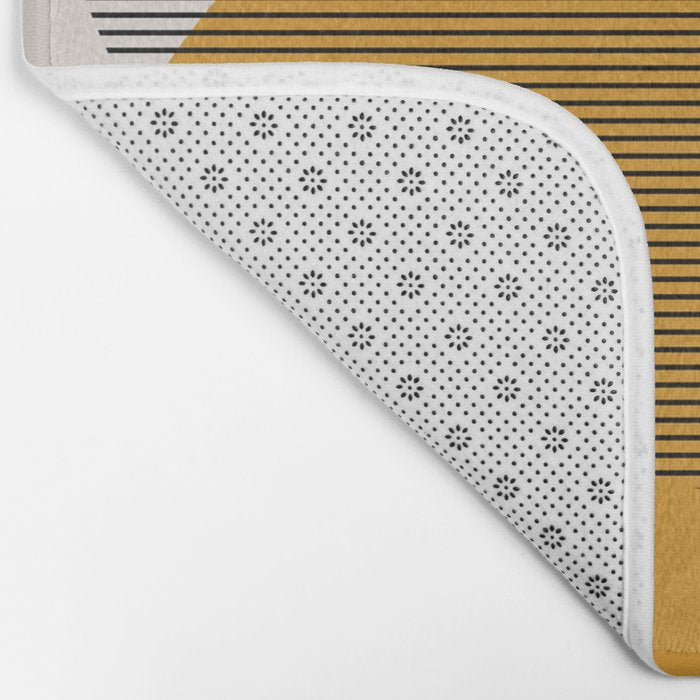 Mid Century Modern Shapes and Lines in Yellow Bath Mat Gallery Image 2