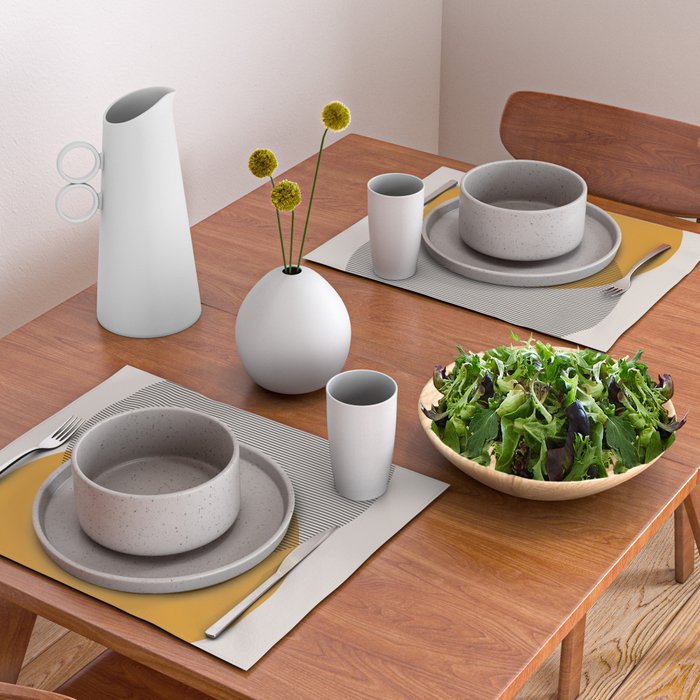Mid Century Modern Shapes and Lines in Yellow Placemat Gallery Image 2