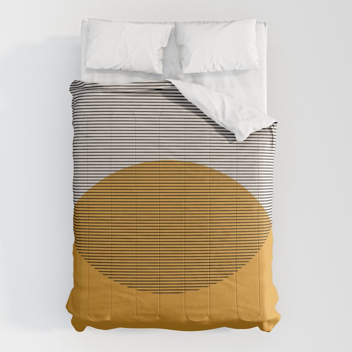 Mid Century Modern Shapes and Lines in Yellow Comforter Gallery Image 6