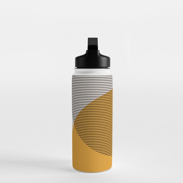 Mid Century Modern Shapes and Lines in Yellow Water Bottle Gallery Image 3