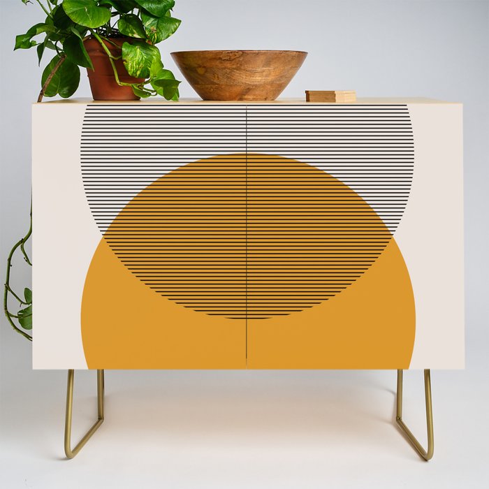 Mid Century Modern Shapes and Lines in Yellow Credenza Gallery Image 1