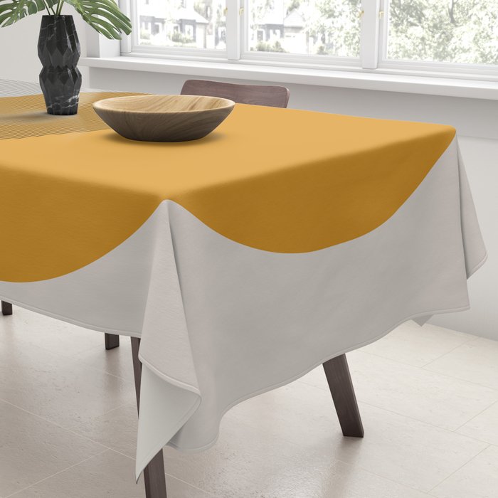Mid Century Modern Shapes and Lines in Yellow Tablecloth Gallery Image 3