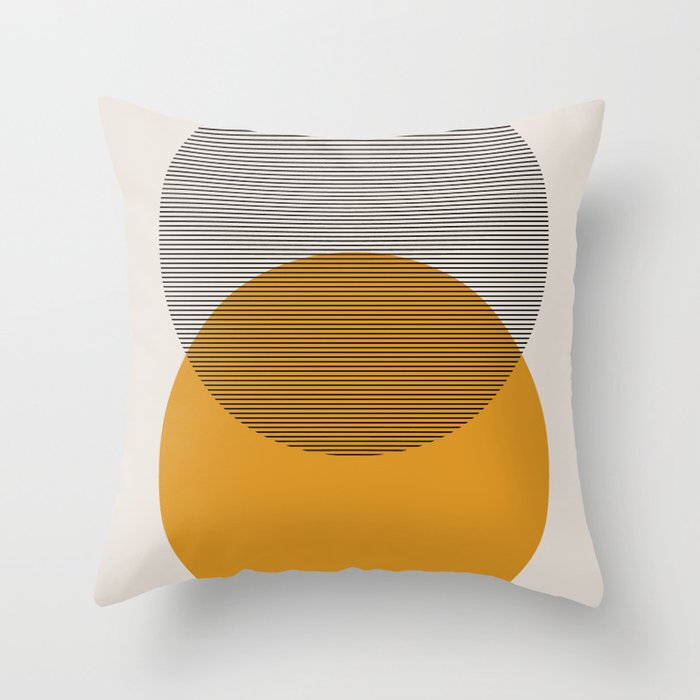Mid Century Modern Shapes and Lines in Yellow Throw Pillow Gallery Image 6