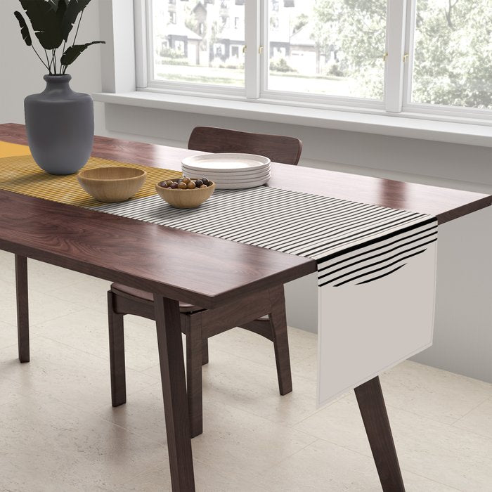 Mid Century Modern Shapes and Lines in Yellow Table Runner Gallery Image 2