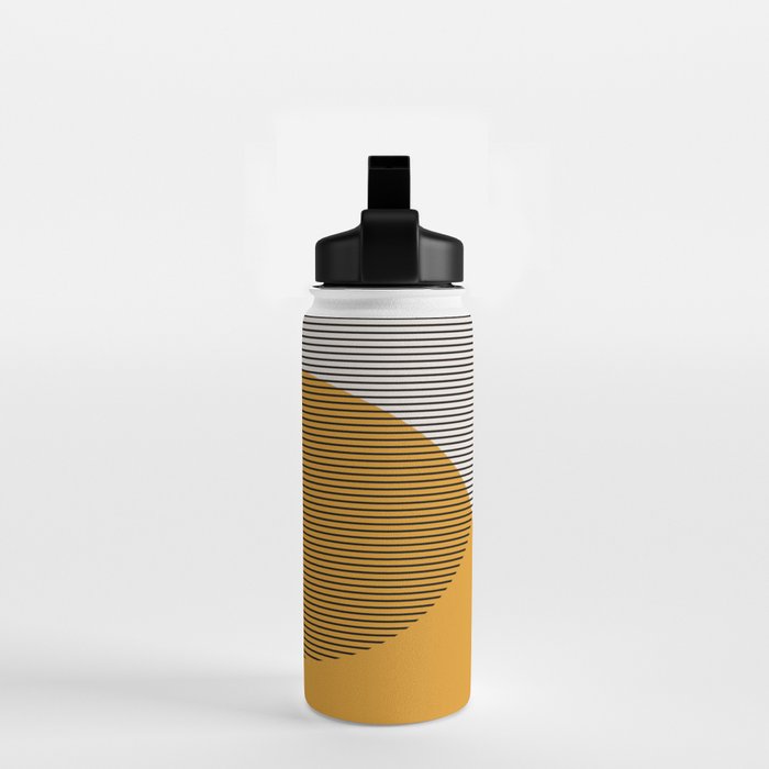 Mid Century Modern Shapes and Lines in Yellow Water Bottle Gallery Image 2