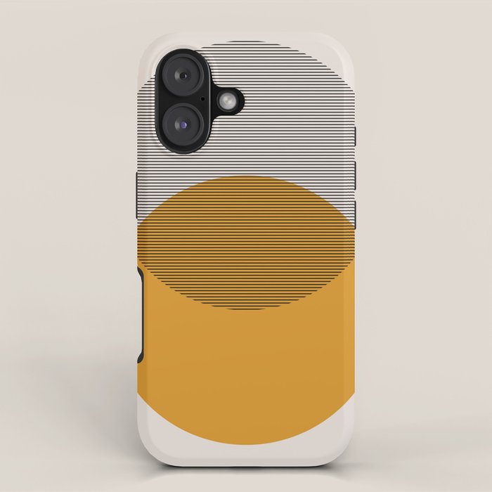 Mid Century Modern Shapes and Lines in Yellow iPhone Case Gallery Image 1