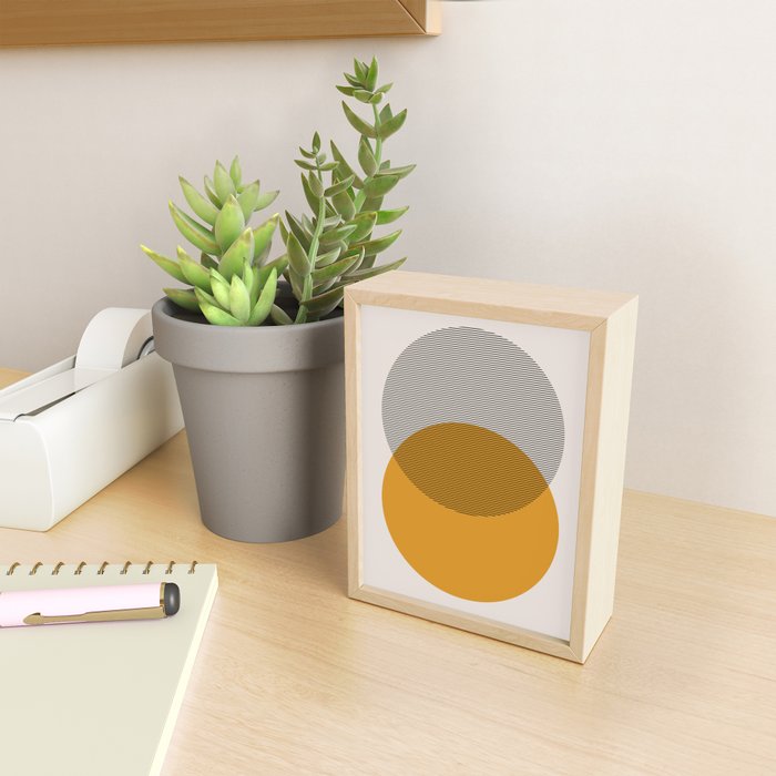 Mid Century Modern Shapes and Lines in Yellow Mini Art Print Gallery Image 2