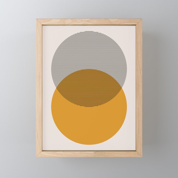 Mid Century Modern Shapes and Lines in Yellow Mini Art Print Gallery Image 1