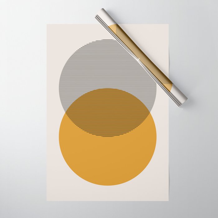 Mid Century Modern Shapes and Lines in Yellow Wrapping Paper Gallery Image 1