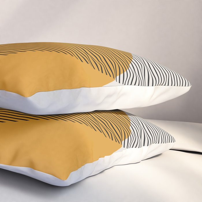 Mid Century Modern Shapes and Lines in Yellow Pillow Sham Gallery Image 3