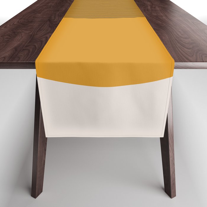 Mid Century Modern Shapes and Lines in Yellow Table Runner Gallery Image 1