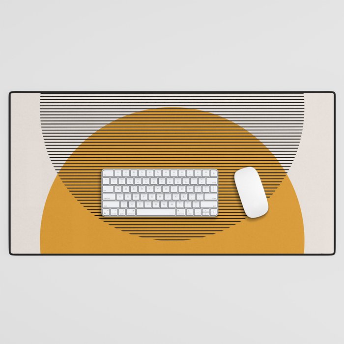 Mid Century Modern Shapes and Lines in Yellow Desk Mat Gallery Image 1