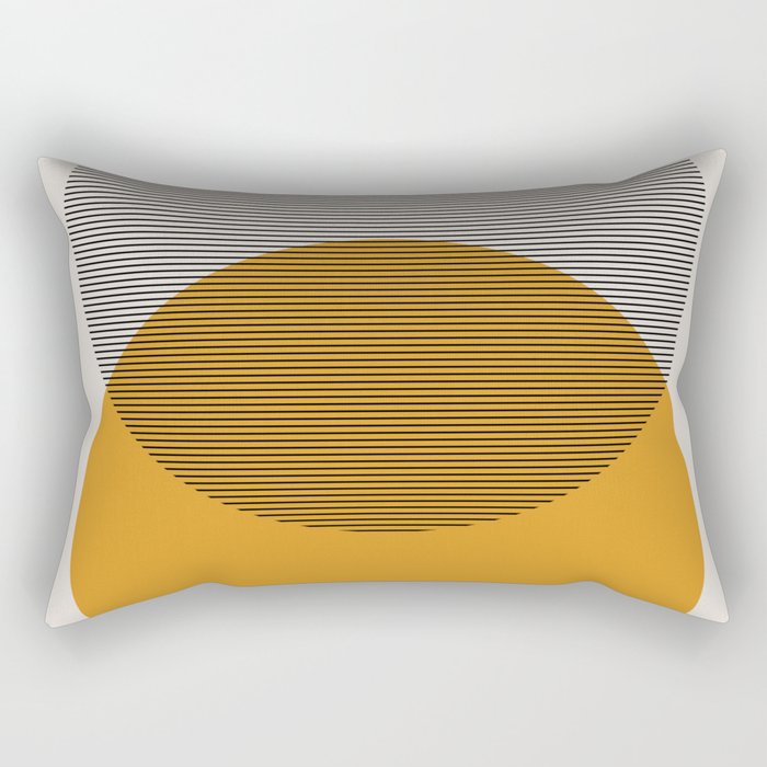 Mid Century Modern Shapes and Lines in Yellow Rectangular Pillow Gallery Image 1