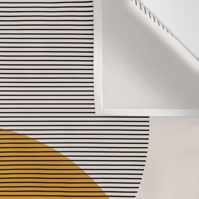 Mid Century Modern Shapes and Lines in Yellow Wall Tapestry Gallery Image 3