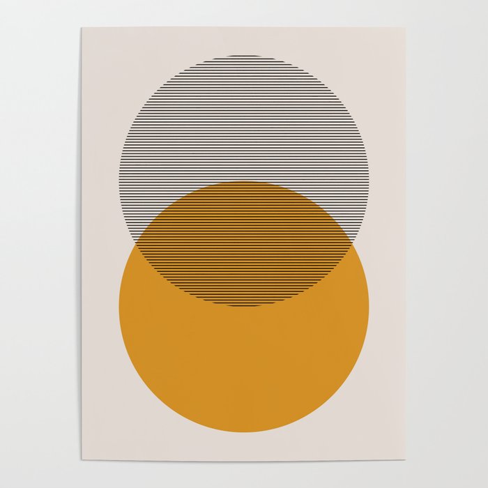 Mid Century Modern Shapes and Lines in Yellow Poster Gallery Image 4