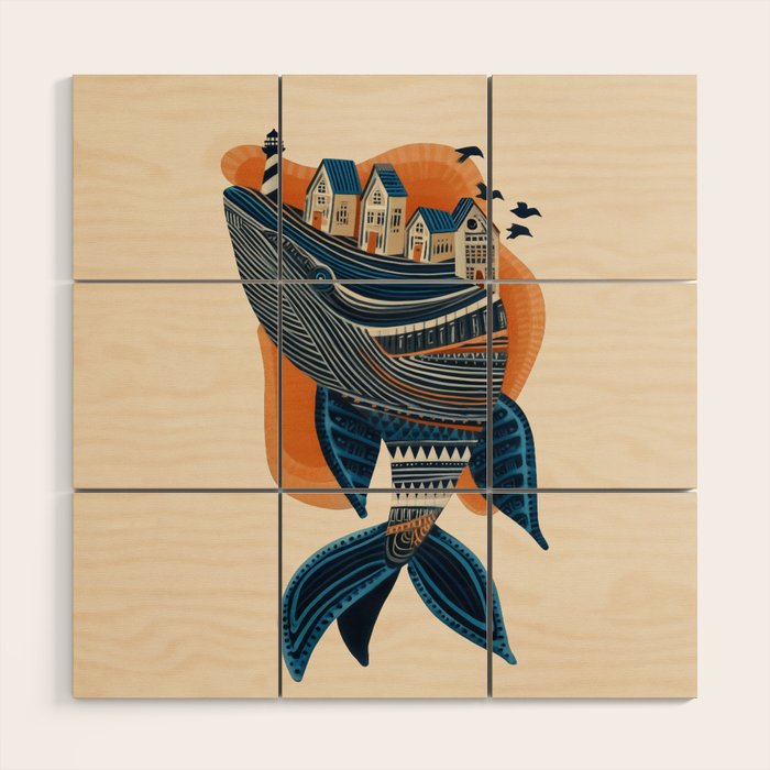 Whale Village Wood Wall Art Gallery Image 1