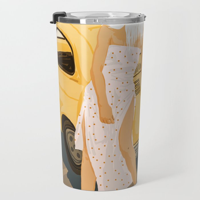 Tour, Pet Dog Walk, Italy Summer Fashion Woman, Animal Illustration, Travel Bohemian Cooper Painting Travel Mug Gallery Image 3