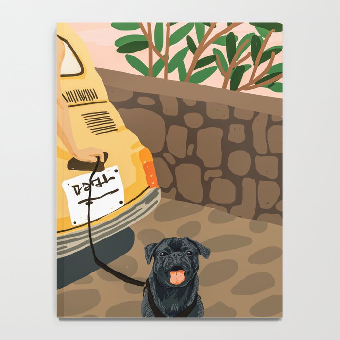 Tour, Pet Dog Walk, Italy Summer Fashion Woman, Animal Illustration, Travel Bohemian Cooper Painting Notebook Gallery Image 4