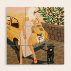 Tour, Pet Dog Walk, Italy Summer Fashion Woman, Animal Illustration, Travel Bohemian Cooper Painting Wood Wall Art Gallery Image 1